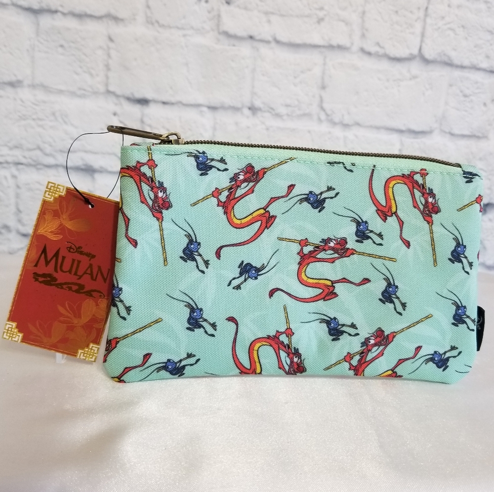 Loungefly Mulan Companion Friend Mushu Dragon Crikee Zip Disney Travel Pouch New - Picture 11 of 16